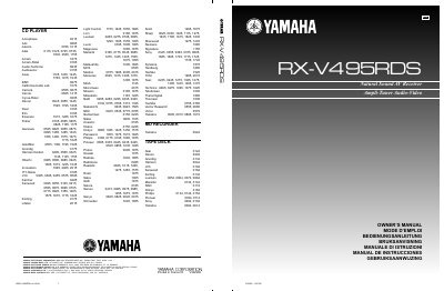 Yamaha RX-V495RDS AV Receiver Owner's Manual - cover page