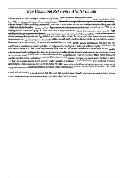 Alcatel-Lucent 7750 SR BGP Command Reference - cover page