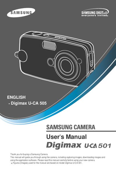 Samsung Digimax U-CA 501 Camera User Manual - cover page