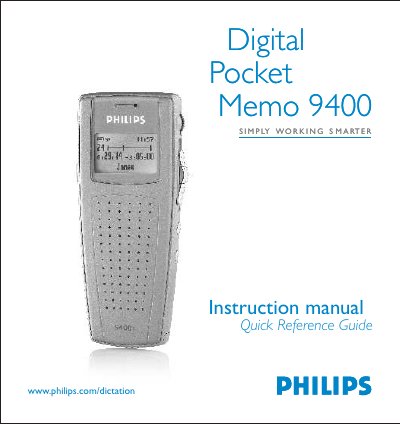 Philips 9400 Digital Pocket Memo Instruction Manual - cover page