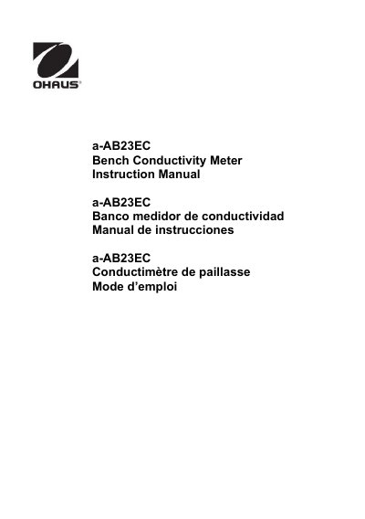 OHAUS a-AB23EC Bench Conductivity Meter Instruction Manual