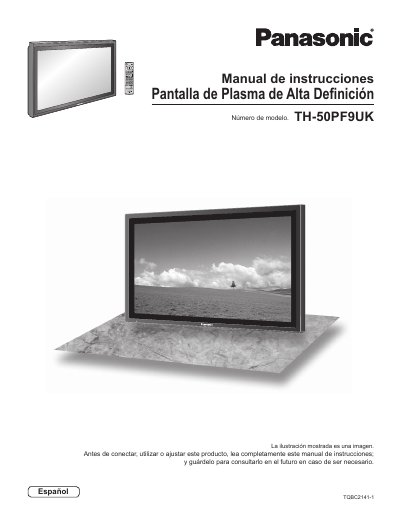 Panasonic TH-50PF9UK Plasma Display User Manual - cover page
