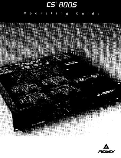 Peavey CS@ 800s Power Amplifier Owner's Manual - cover page