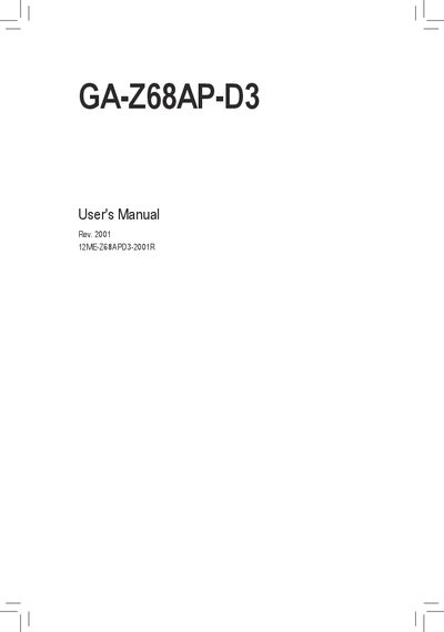 Gigabyte GA‑Z68AP‑D3 Motherboard User Manual - cover page