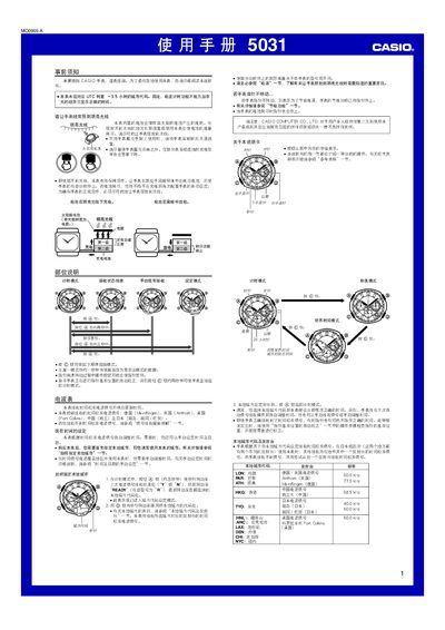 Casio 5031 1MO0905-A Watch User Manual - cover page