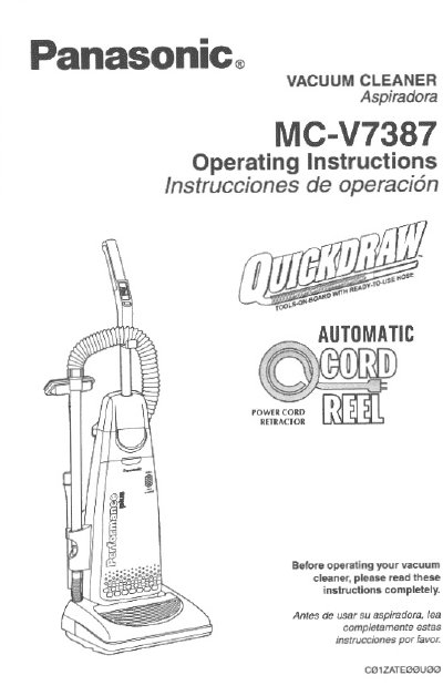 Panasonic MC-V7387 Vacuum Cleaner Operating Instructions - cover page