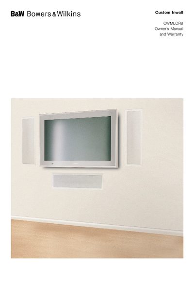 Bowers & Wilkins CWM LCR8 Inwall Speaker Owner’s Manual - cover page