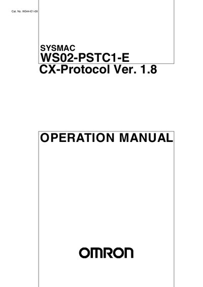 Omron WS02-PSTC1-E CX-Protocol Operation Manual - cover page