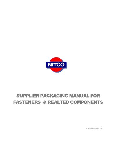 Nissan Fasteners &amp; Related Components Supplier Packaging Manual