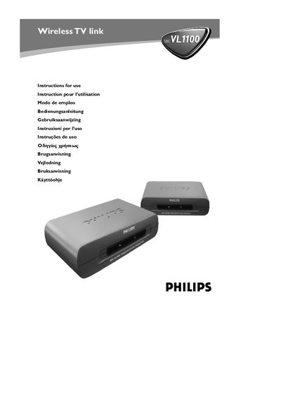 Philips SBC VL1100 Wireless TV Link User Manual - cover page