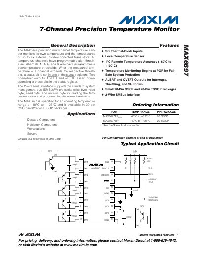 Maxim MAX6697 Datasheet - cover page