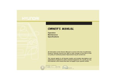 Hyundai Owner's Manual Operation Maintenance Specifications - cover page