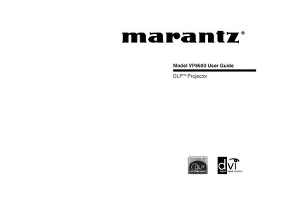 Marantz VP8600 Projector User Guide
