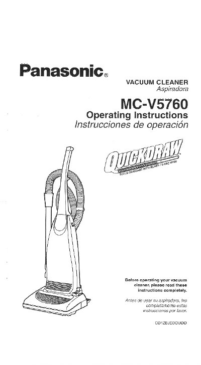 Panasonic MC-V5760 Vacuum Cleaner Operating Instructions - cover page