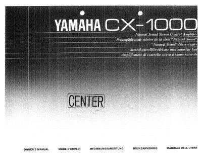 Yamaha CX-1000 Control Amplifier Owner's Manual - cover page