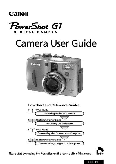 Canon PowerShot G1 Digital Camera User Guide - cover page