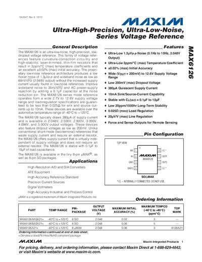 Maxim MAX6126 Ultra-High-Precision Voltage Reference Datasheet - cover page