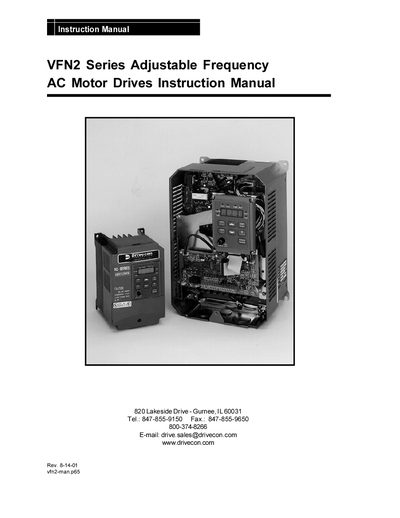 Drivecon VFN2 Series Adjustable Frequency AC Motor Drive Instruction Manual - cover page