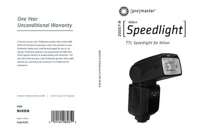 ProMaster 200ST-R Speedlight User Manual - cover page
