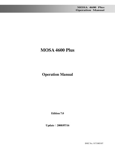 MOSA 4600 Plus Operation Manual