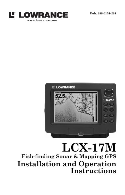 Lowrance LCX-17M Fish-finding Sonar & Mapping GPS Installation and Operation Instructions - cover page