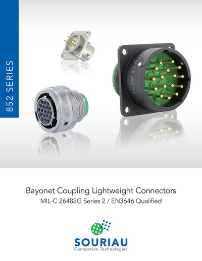 SOURIAU 852 Series Bayonet Coupling Lightweight Connectors Product Leaflet - cover page
