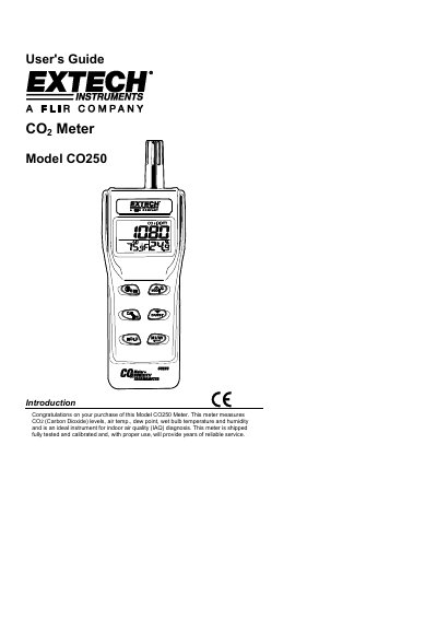 Extech CO250 Carbon Dioxide Meter User's Guide - cover page