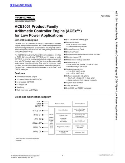 FAIRCHILD AACE1001 DATA SHEET - cover page