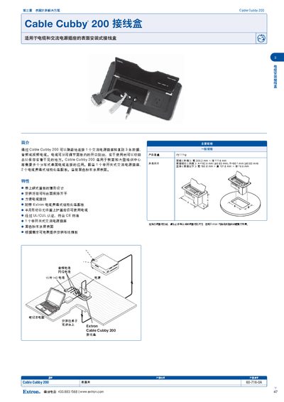 Extron Cable Cubby 200 Junction Box Manual