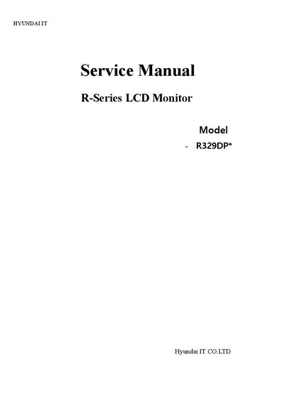 Hyundai IT R329DP LCD Monitor Service Manual