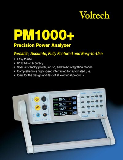 Voltech PM1000+ Power Analyzer Datasheet - cover page