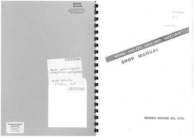 Honda C72 Motorcycle Service Manual - cover page