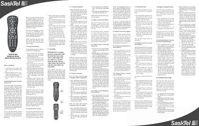 SaskTel MXv3 Remote Control User Manual - cover page