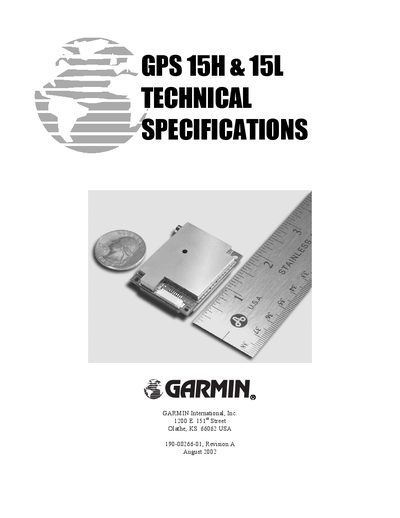 Garmin GPS 15H & 15L Technical Specifications - cover page