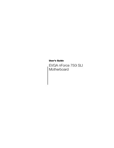 EVGA nForce 750i SLI Motherboard User Guide - cover page