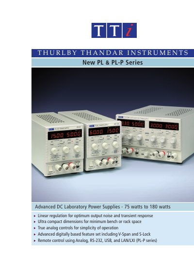 Thurlby Thandar Instruments PL & PL-P Series Power Supply Manual - cover page