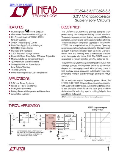 Linear Technology LTC694-3.3/LTC695-3.3 Datasheet