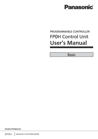 Panasonic FP0H Control Unit User Manual - cover page
