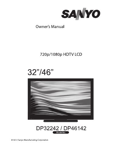 Sanyo DP32242/DP46142 720p/1080p HDTV LCD Owner's Manual - cover page