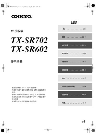 Onkyo TX-SR702 / TX-SR602 User Manual