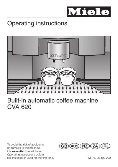 CVA 620 Built-in Automatic Coffee Machine User Manual - cover page