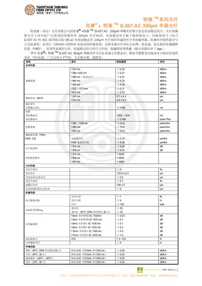 Tengchi G.657.A2 200µm Singlemode Fiber Datasheet - cover page