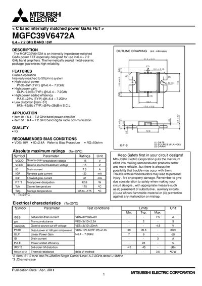 Mitsubishi MGFC39V6472A Datasheet - cover page