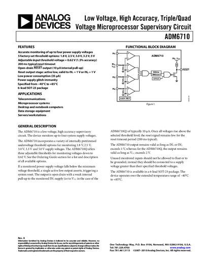 Analog Devices ADM6710 Product Handbook Rev A