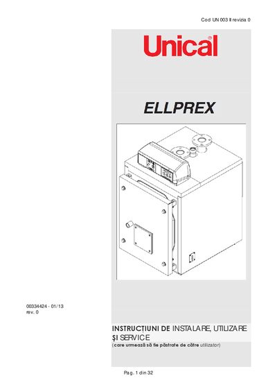 UNICAL UN 003 II Boiler Installation, Operation and Service Manual - cover page