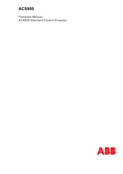 ABB ACS850 Standard Control Program Firmware Manual