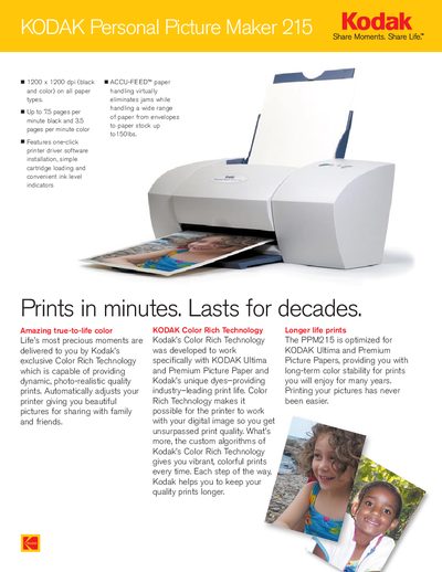 Kodak Personal Picture Maker 215 User Manual - cover page