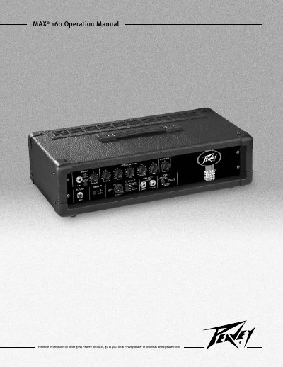 Peavey MAX®160 User Manual - cover page