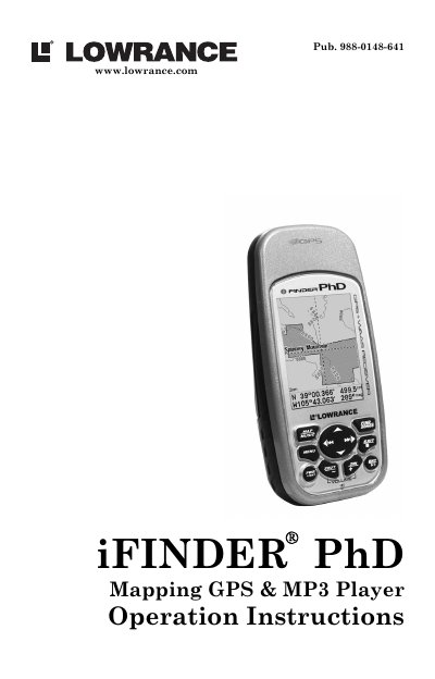 Lowrance iFINDER PhD Mapping GPS Operation Instructions - cover page
