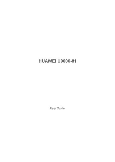 Huawei U9000-81 User Guide - cover page